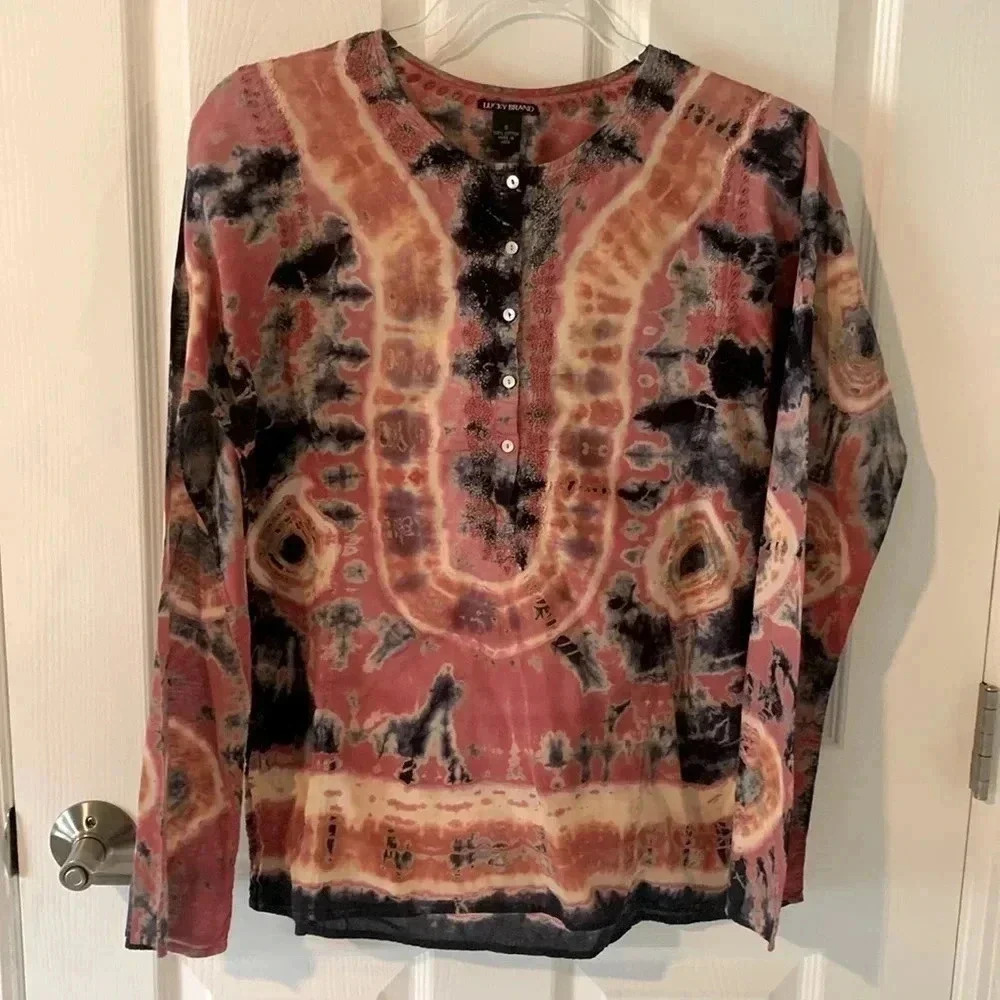 Lucky brand, cotton, tie-dye blouse size small